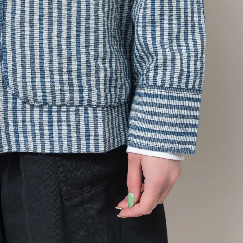Folk Womens Pleated Shirt Indigo Crinkle Mini Check-8