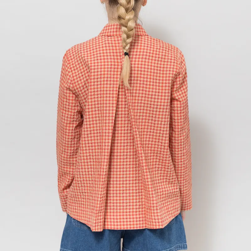 Folk Womens Pleated Shirt Red Oxide Textured Check-3