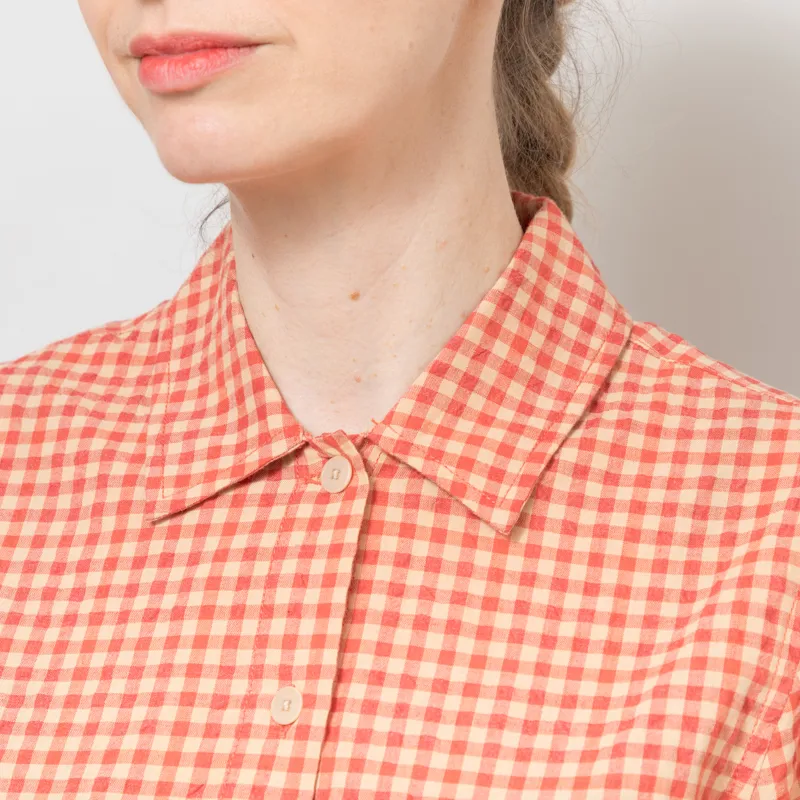 Folk Womens Pleated Shirt Red Oxide Textured Check-5