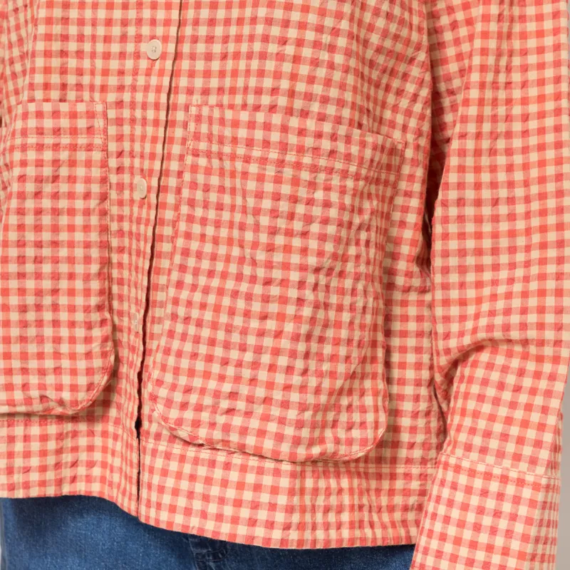 Folk Womens Pleated Shirt Red Oxide Textured Check-7