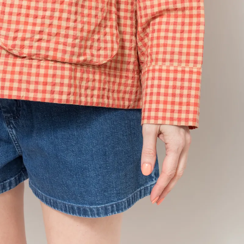 Folk Womens Pleated Shirt Red Oxide Textured Check-8