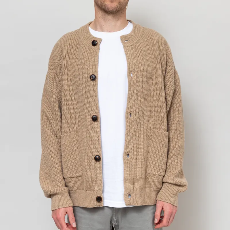 Frizmworks Heavy Wool Round Cardigan Oatmeal-1