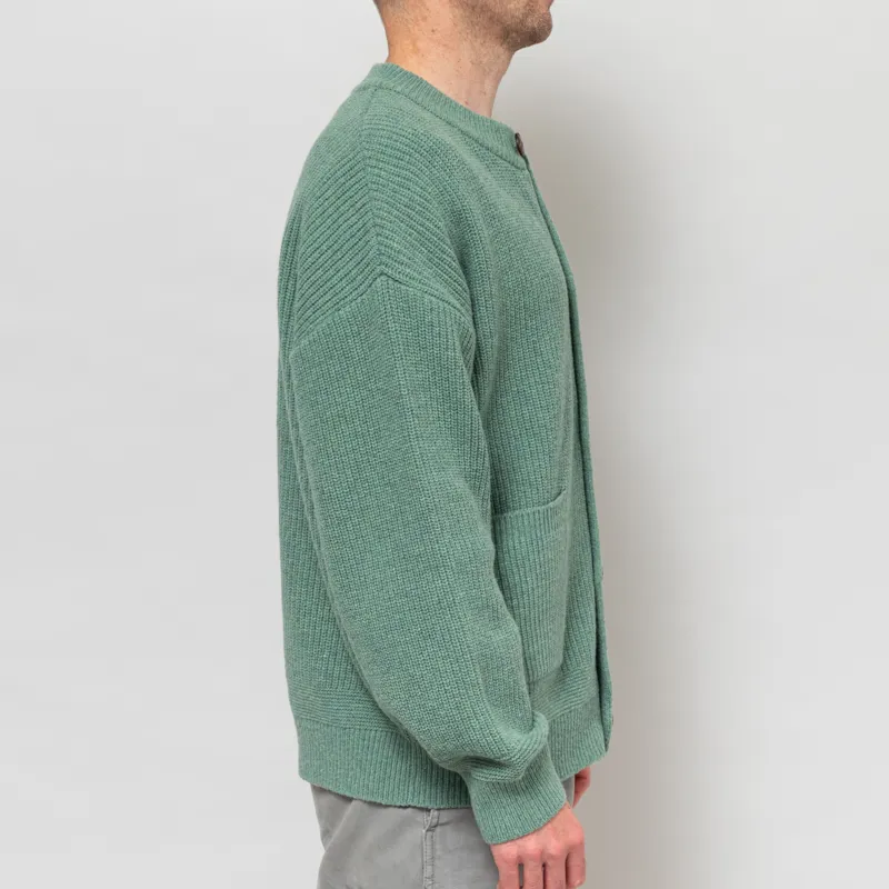 Frizmworks Heavy Wool Round Cardigan Jade Green-5