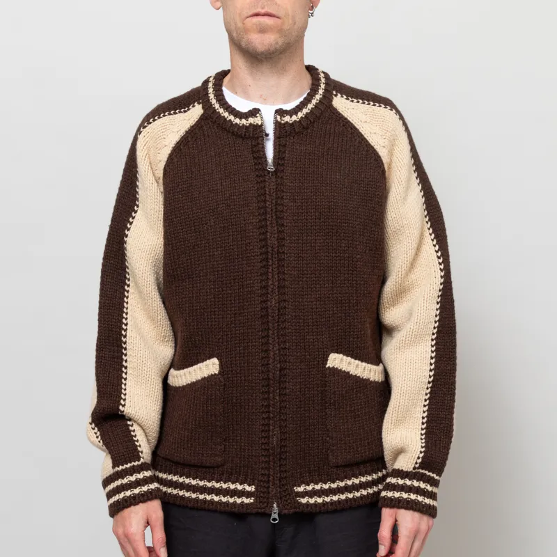 Frizmworks Wool Varsity Cardigan Brown Tan