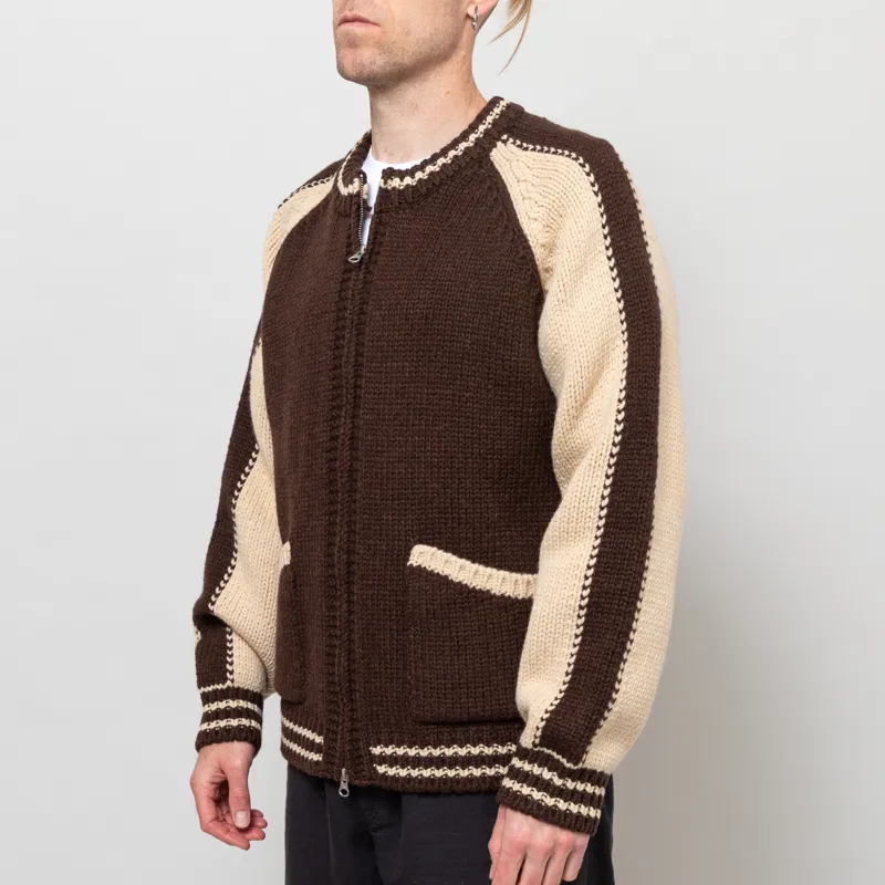 Frizmworks Wool Varsity Cardigan Brown Tan-1