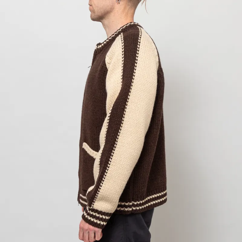 Frizmworks Wool Varsity Cardigan Brown Tan-2