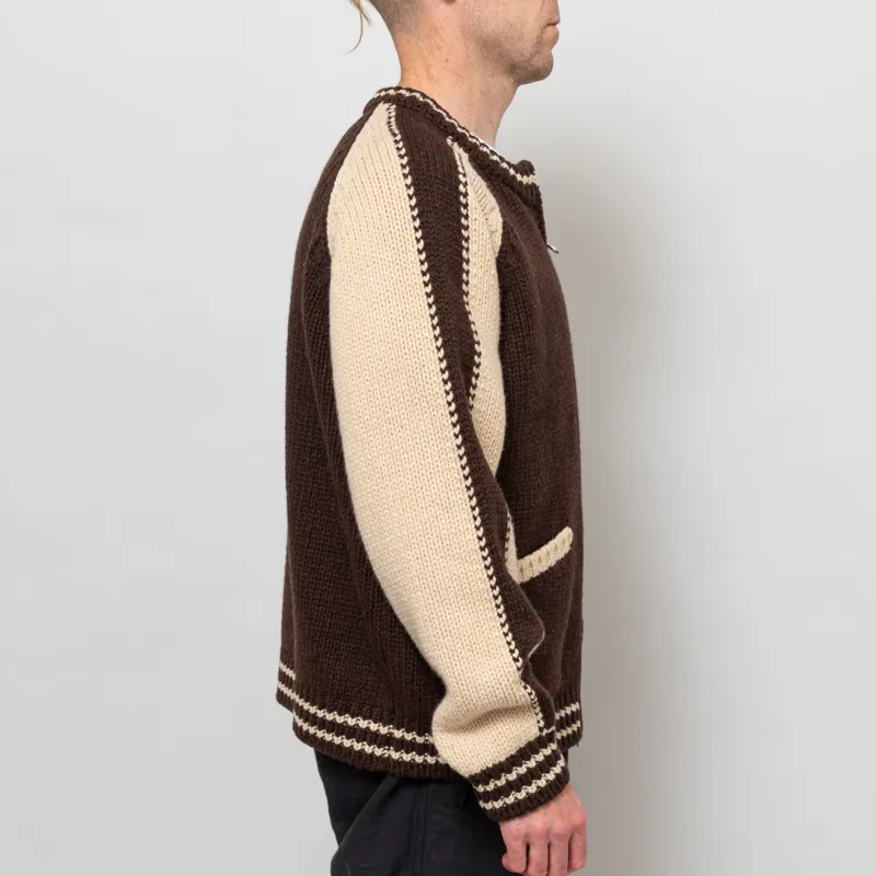 Frizmworks Wool Varsity Cardigan Brown Tan-4