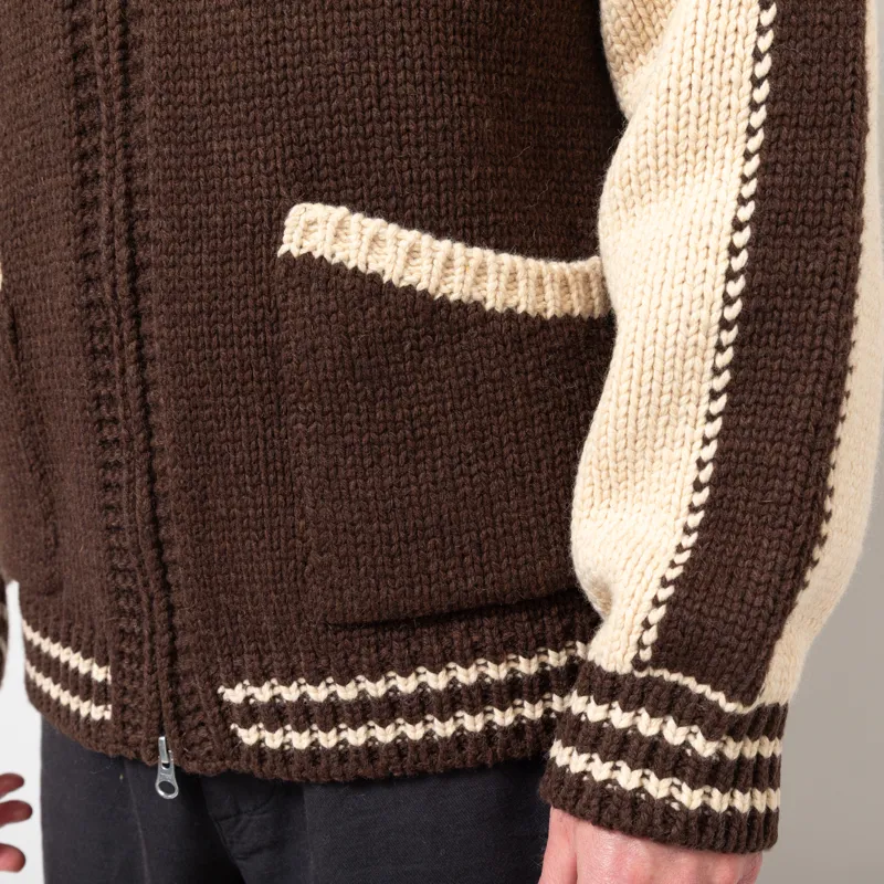 Frizmworks Wool Varsity Cardigan Brown Tan-7
