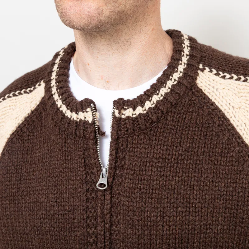 Frizmworks Wool Varsity Cardigan Brown Tan-5
