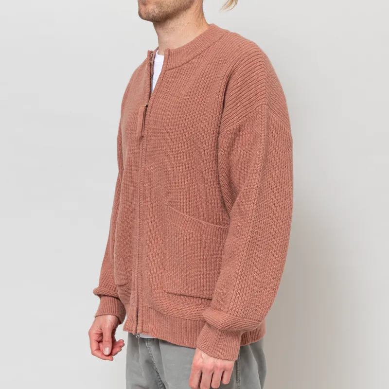 Frizmworks Wool Deck Zip Up Cardigan Indian Pink-2