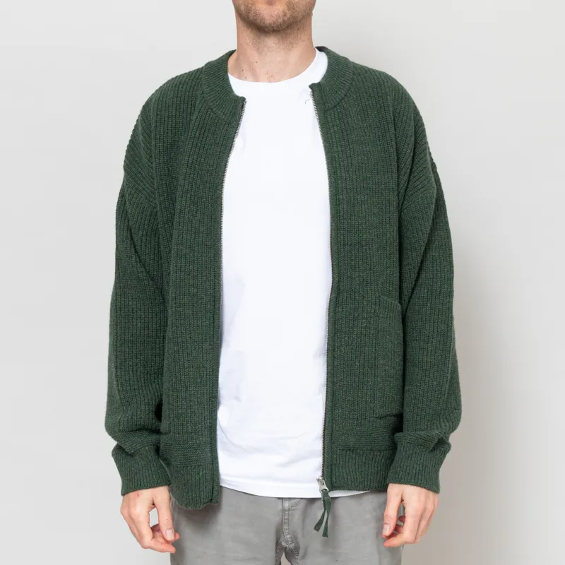 Frizmworks Wool Deck Zip Up Cardigan Forest Green-1