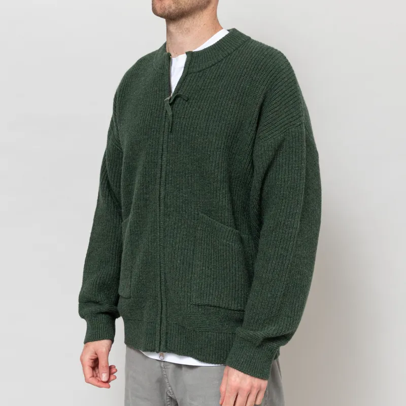 Frizmworks Wool Deck Zip Up Cardigan Forest Green-2