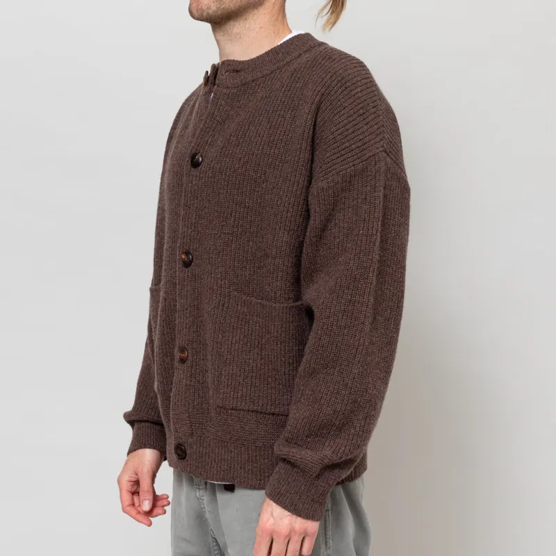 Frizmworks Heavy Wool Round Cardigan Choco Brown-2