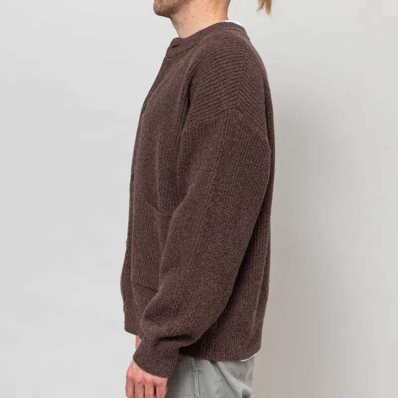 Frizmworks Heavy Wool Round Cardigan Choco Brown-3