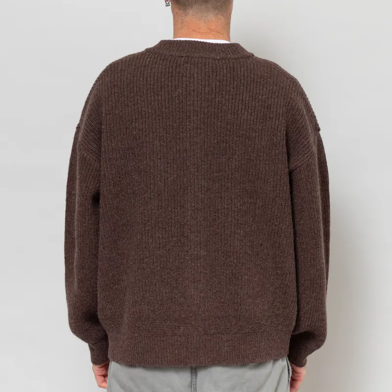 Frizmworks Heavy Wool Round Cardigan Choco Brown-4