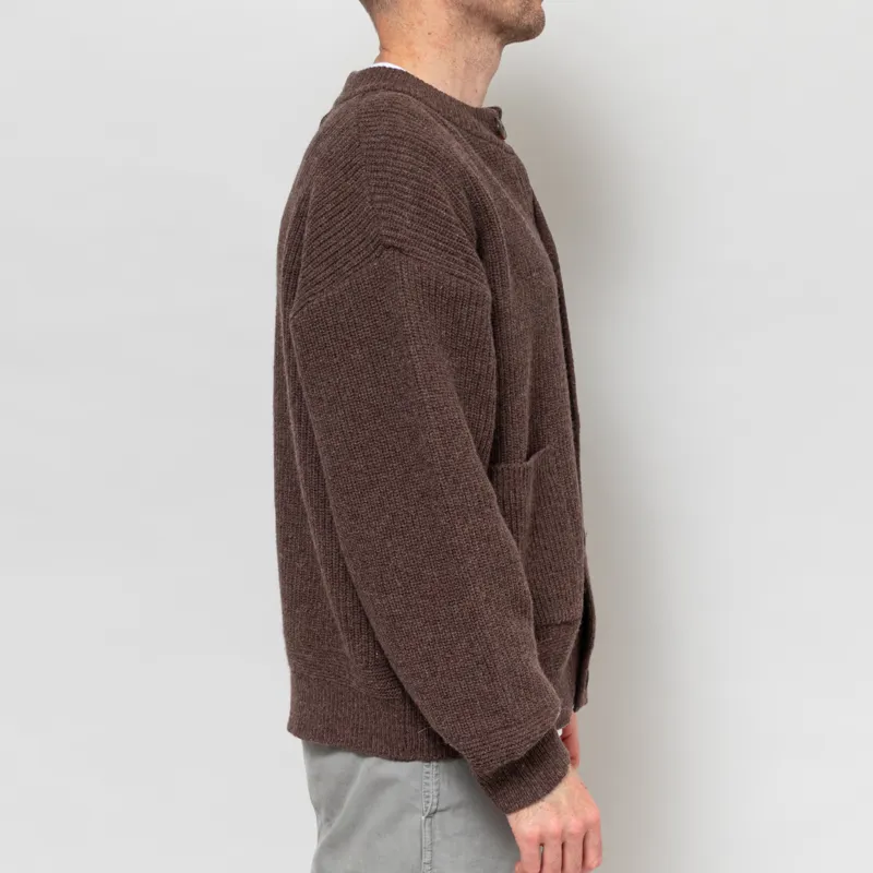 Frizmworks Heavy Wool Round Cardigan Choco Brown-5
