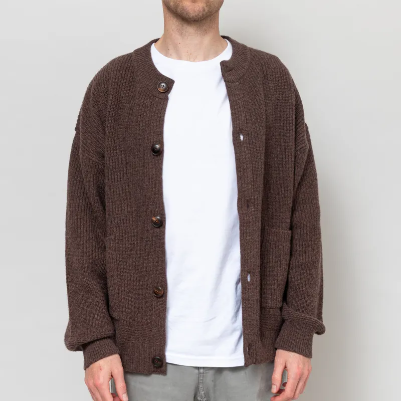 Frizmworks Heavy Wool Round Cardigan Choco Brown-1