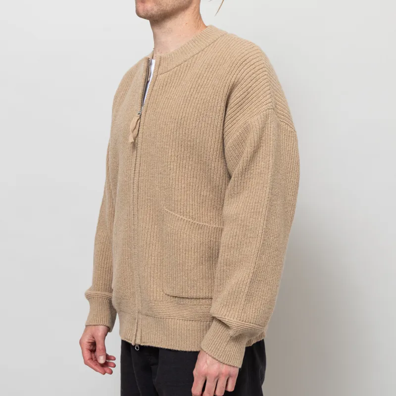 Frizmworks Wool Deck Zip Up Cardigan Oatmeal-1