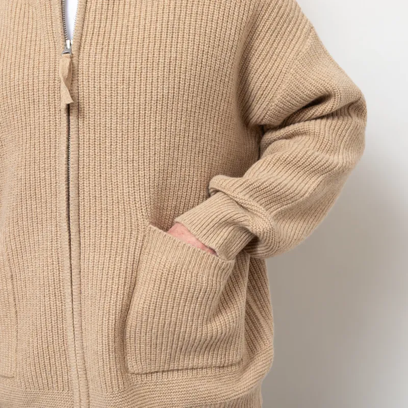 Frizmworks Wool Deck Zip Up Cardigan Oatmeal-5