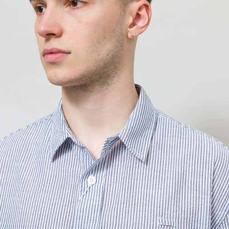 Frizmworks OG Stripe Seersucker Half Shirt Blue-3