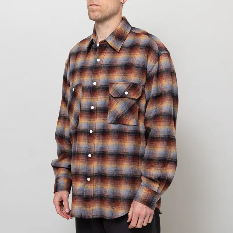 Frizmworks Flannel Check Work Shirt Brown Sky-1