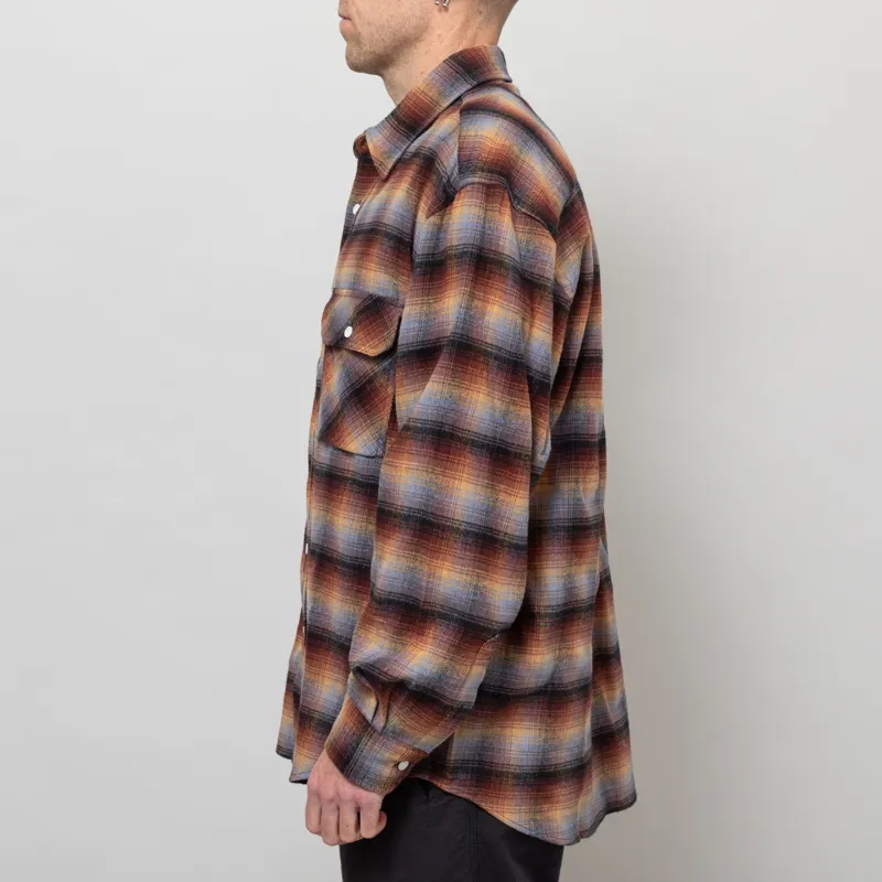 Frizmworks Flannel Check Work Shirt Brown Sky-2