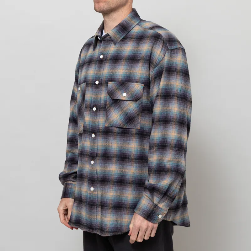 Frizmworks Flannel Check Work Shirt Midnight Blue-1