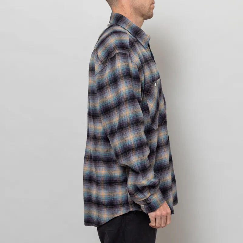 Frizmworks Flannel Check Work Shirt Midnight Blue-4