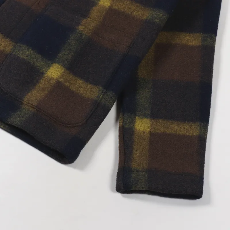 Universal Works Field Jacket Navy Yellow Large Plaid Fleece-6
