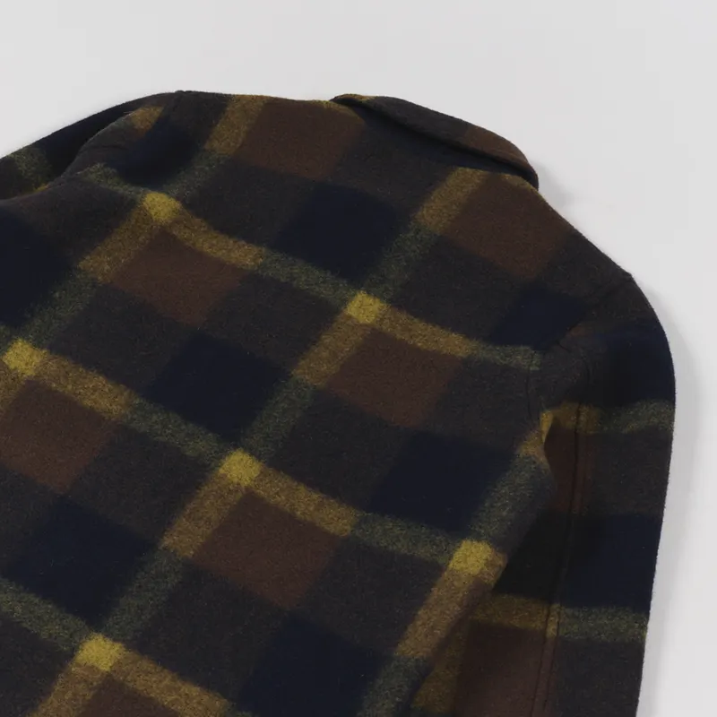Universal Works Field Jacket Navy Yellow Large Plaid Fleece-5