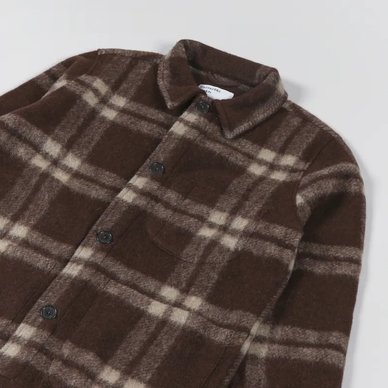 Universal Works Field Jacket Brown Soft Wool Fleece-3