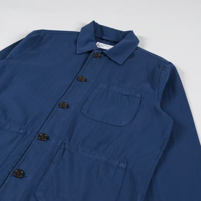 Universal Works Field Jacket Washed Navy Italian Herringbone Cotton-3
