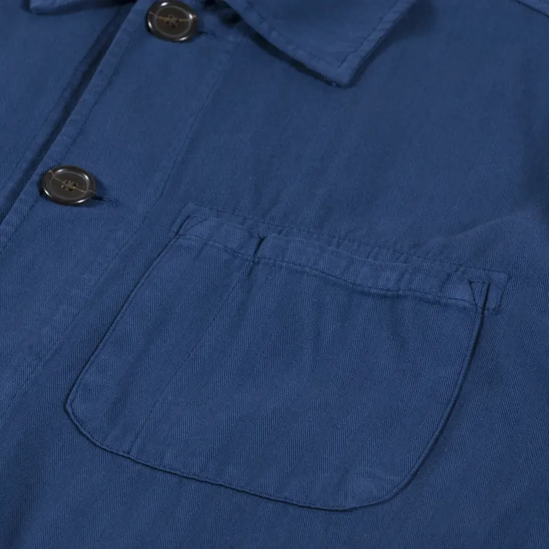 Universal Works Field Jacket Washed Navy Italian Herringbone Cotton-7