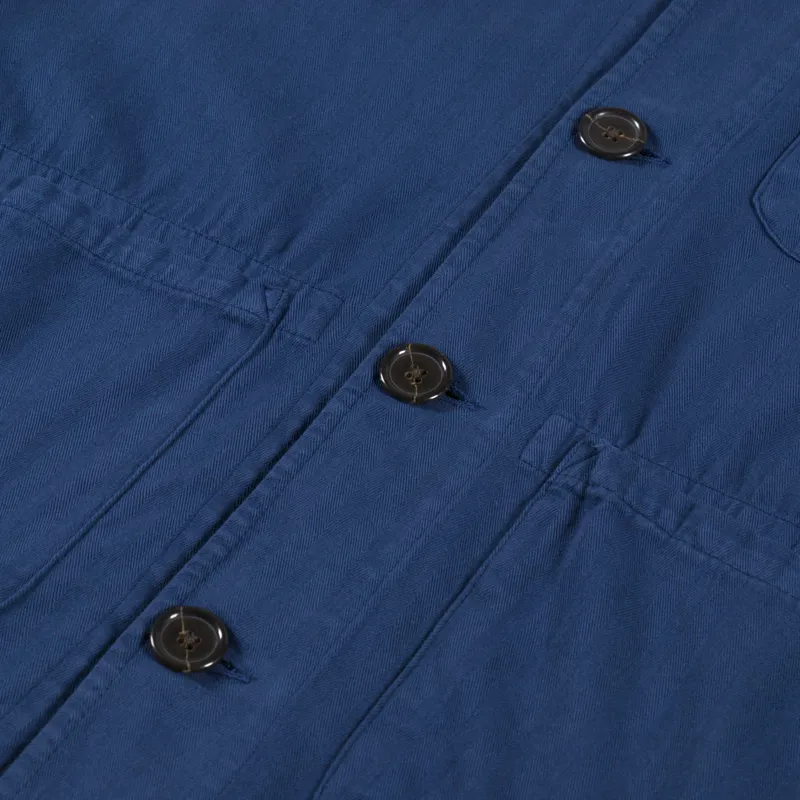 Universal Works Field Jacket Washed Navy Italian Herringbone Cotton-6