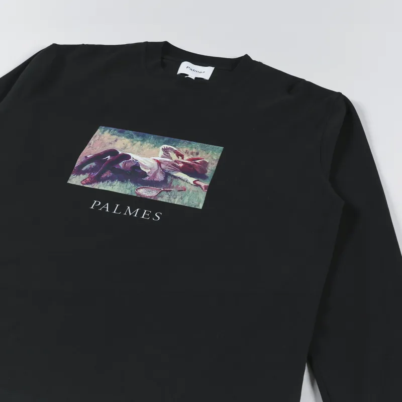 Palmes Tennis Society Field Long Sleeve T Shirt Black-2