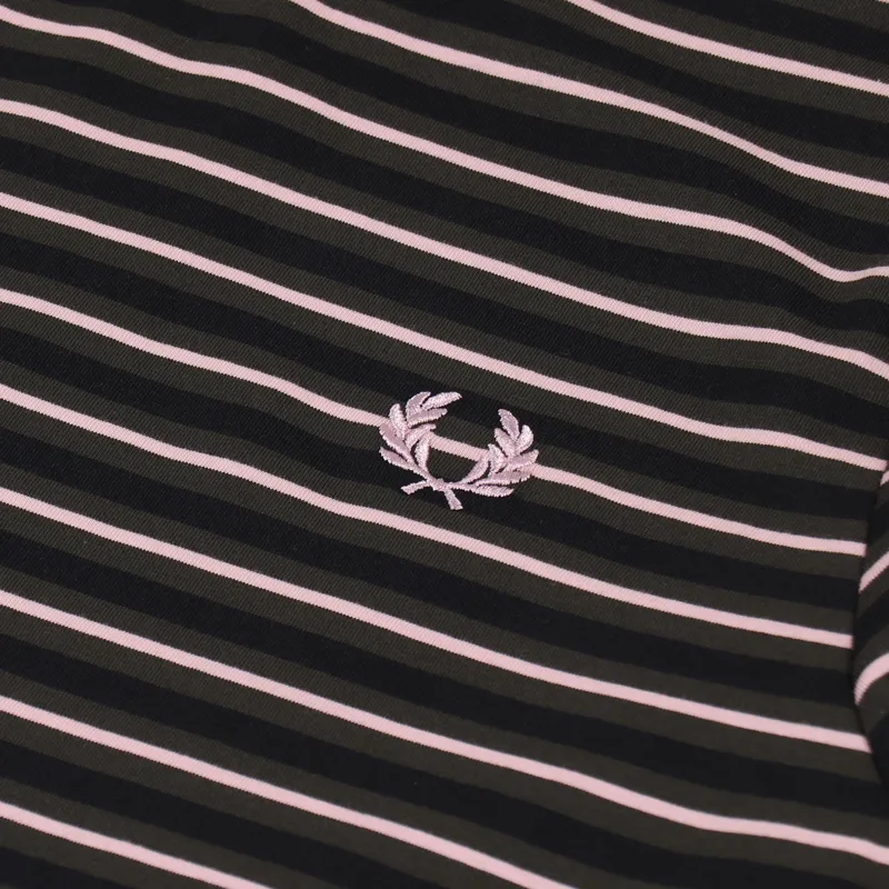 Fred Perry Fine Stripe T Shirt Hunting Green-3