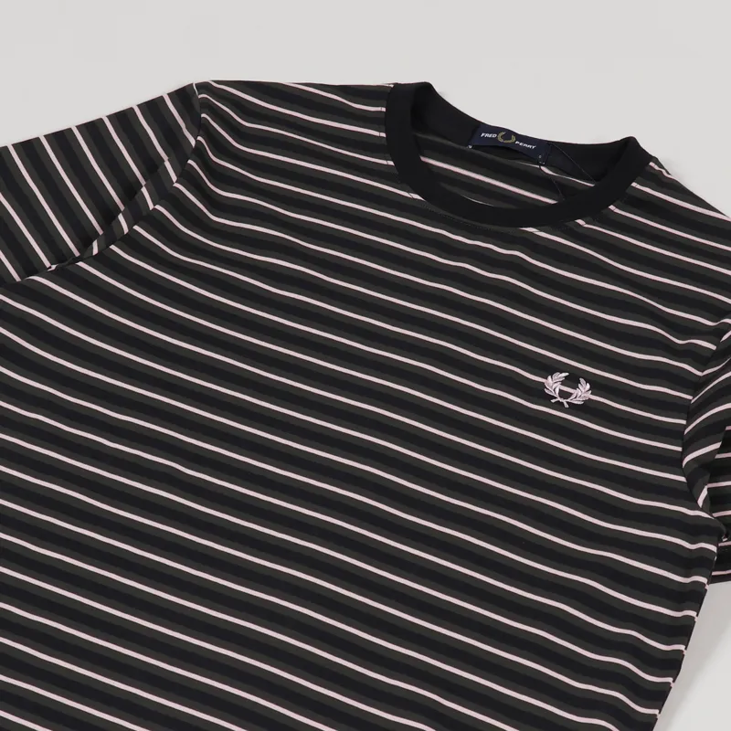 Fred Perry Fine Stripe T Shirt Hunting Green-1