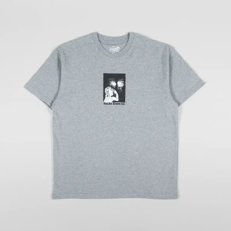 Polar Skate Co. Fireworks T Shirt Heather Grey