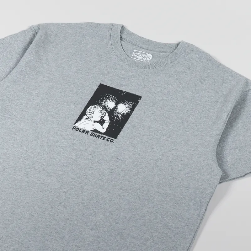 Polar Skate Co. Fireworks T Shirt Heather Grey-2