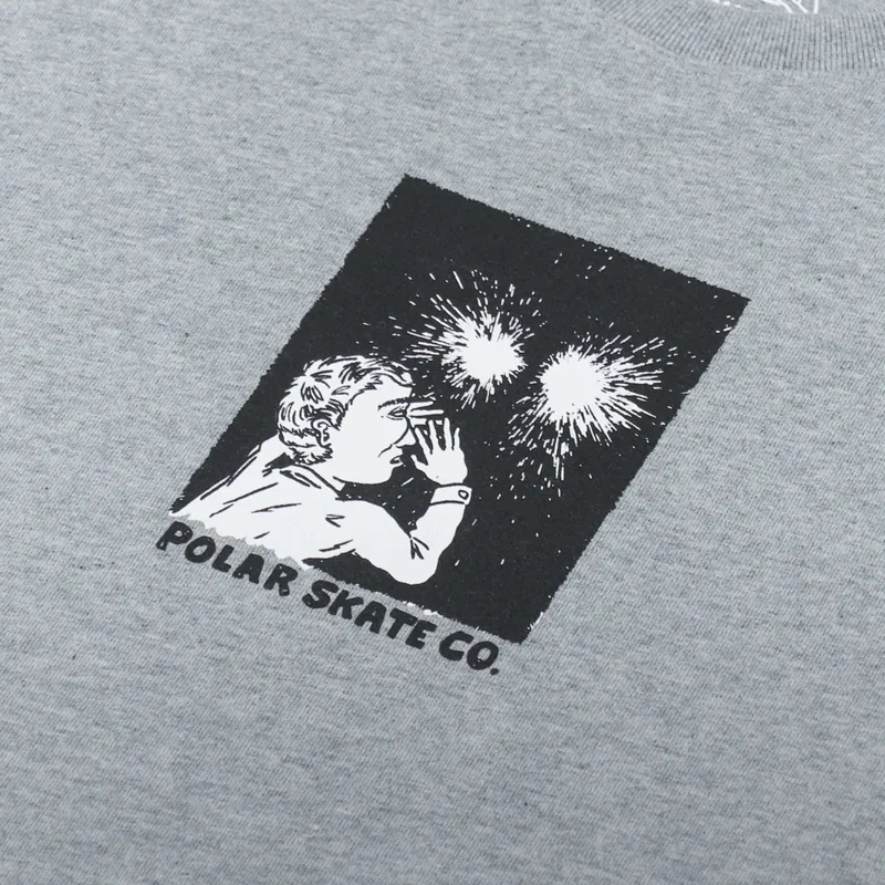Polar Skate Co. Fireworks T Shirt Heather Grey-1
