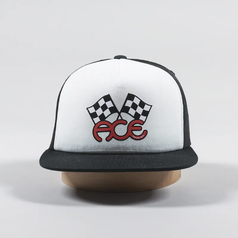 Ace Trucks Flags Trucker Hat Black White-2