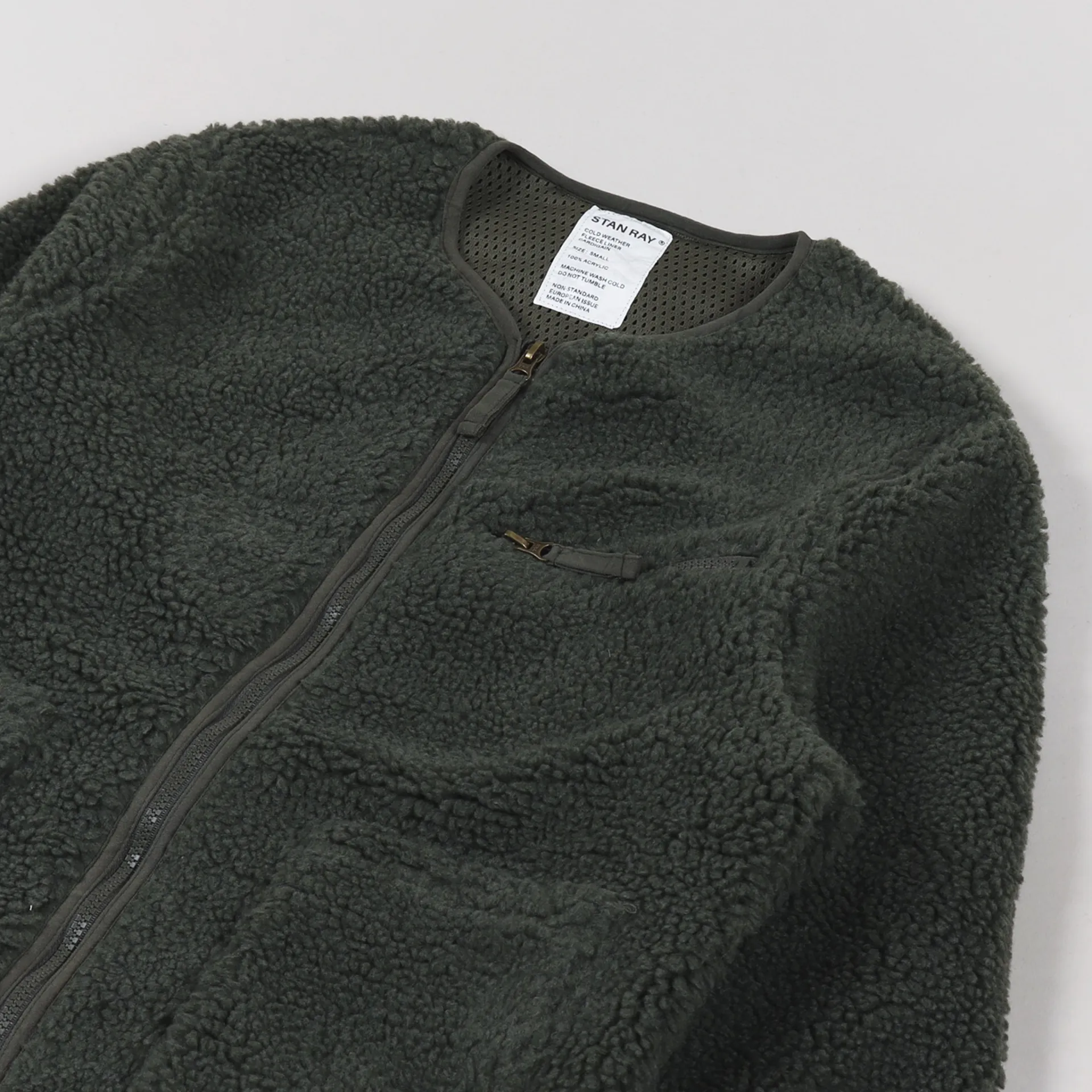 Stan Ray USA Mens Pile Sherpa Fleece Layer Cardigan Olive Jacket