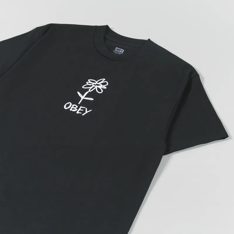 Obey Flower Doodle T Shirt Black-2
