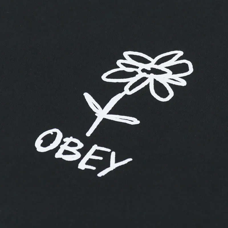 Obey Flower Doodle T Shirt Black-1