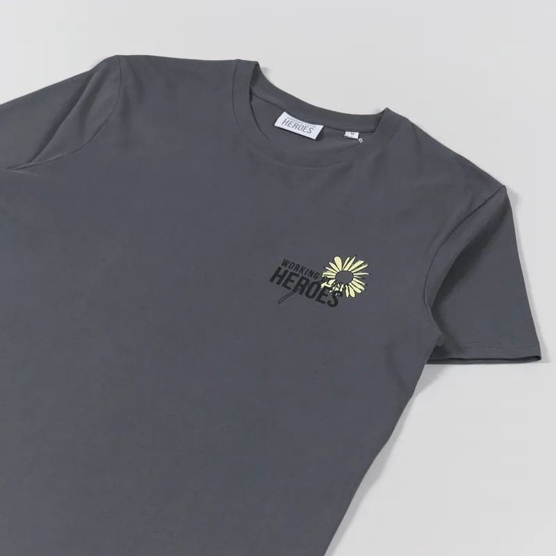 Working Class Heroes Spring Flowers T Shirt Anthracite-3