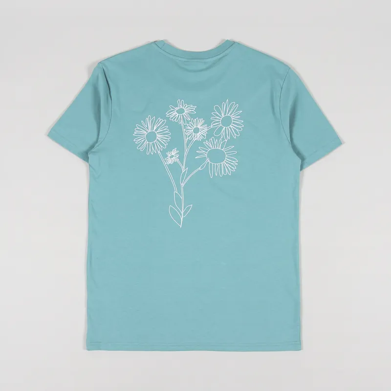 Working Class Heroes Spring Flowers T Shirt Teal Monstera