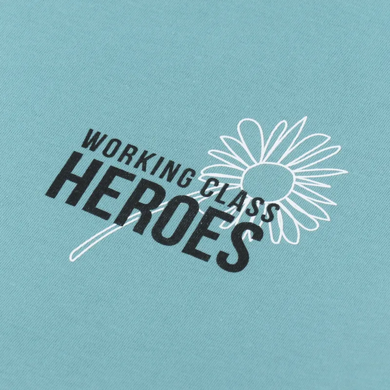 Working Class Heroes Spring Flowers T Shirt Teal Monstera-5