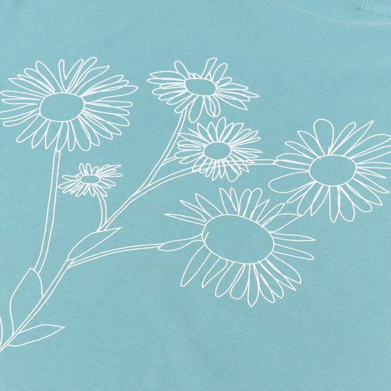 Working Class Heroes Spring Flowers T Shirt Teal Monstera-4