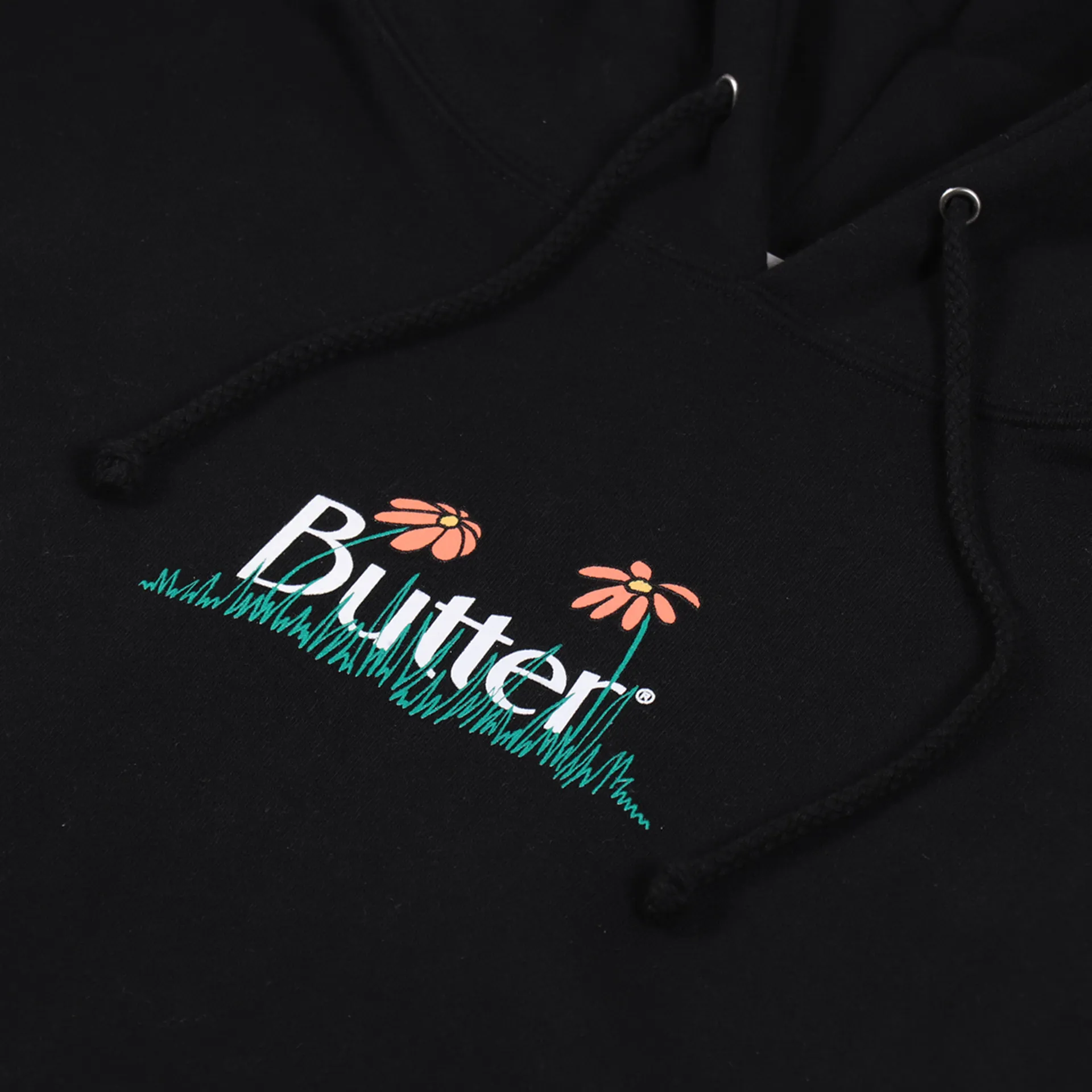 Butter Goods Mens Flowers Graphic Classic Logo Hoodie Black
