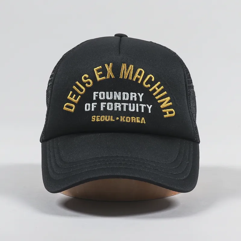 Deus Ex Machina Fortuity Trucker Hat Black Logo Cap